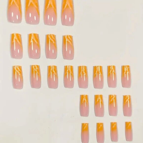 Nails Shimmer Ombre Fake Press On Glossy 24 Glitter Manicure Sexy Glam Reusable - Picture 3 of 6